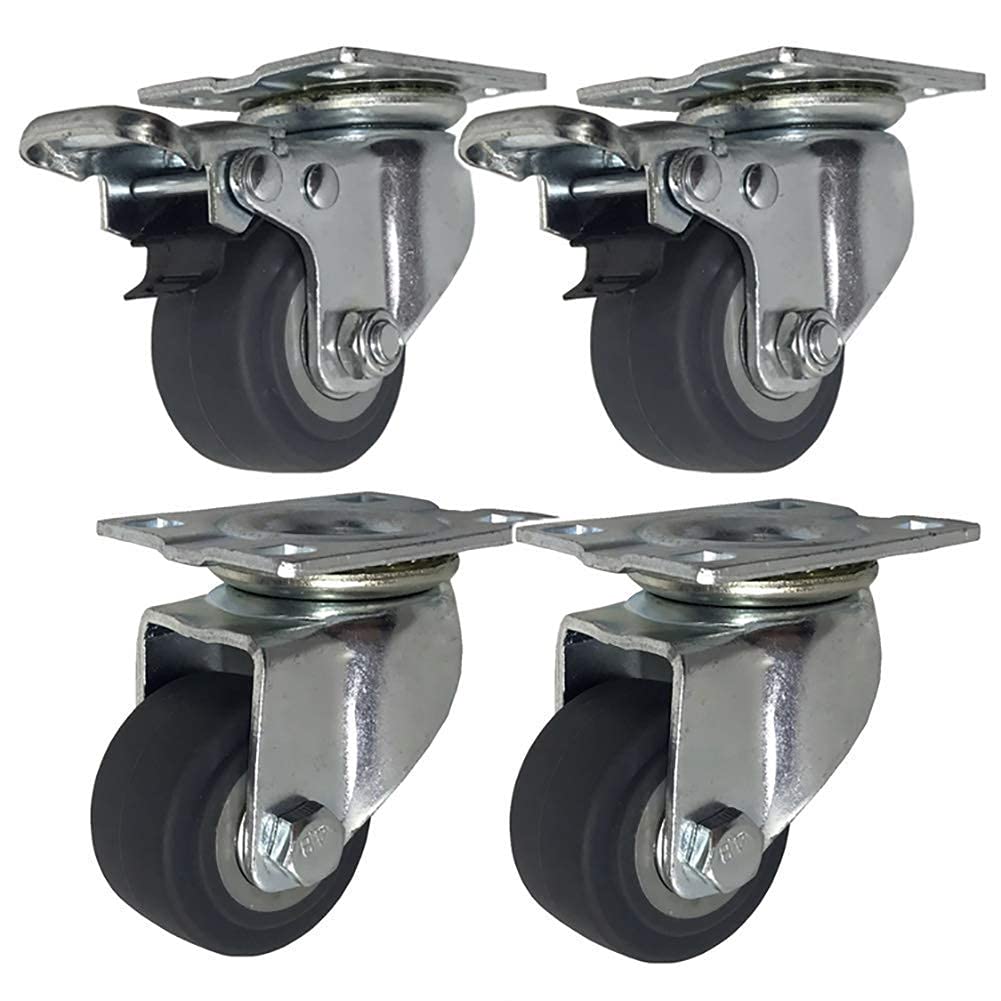 Roulettes de meubles en caoutchouc silencieuses 40mm 50mm avec frein