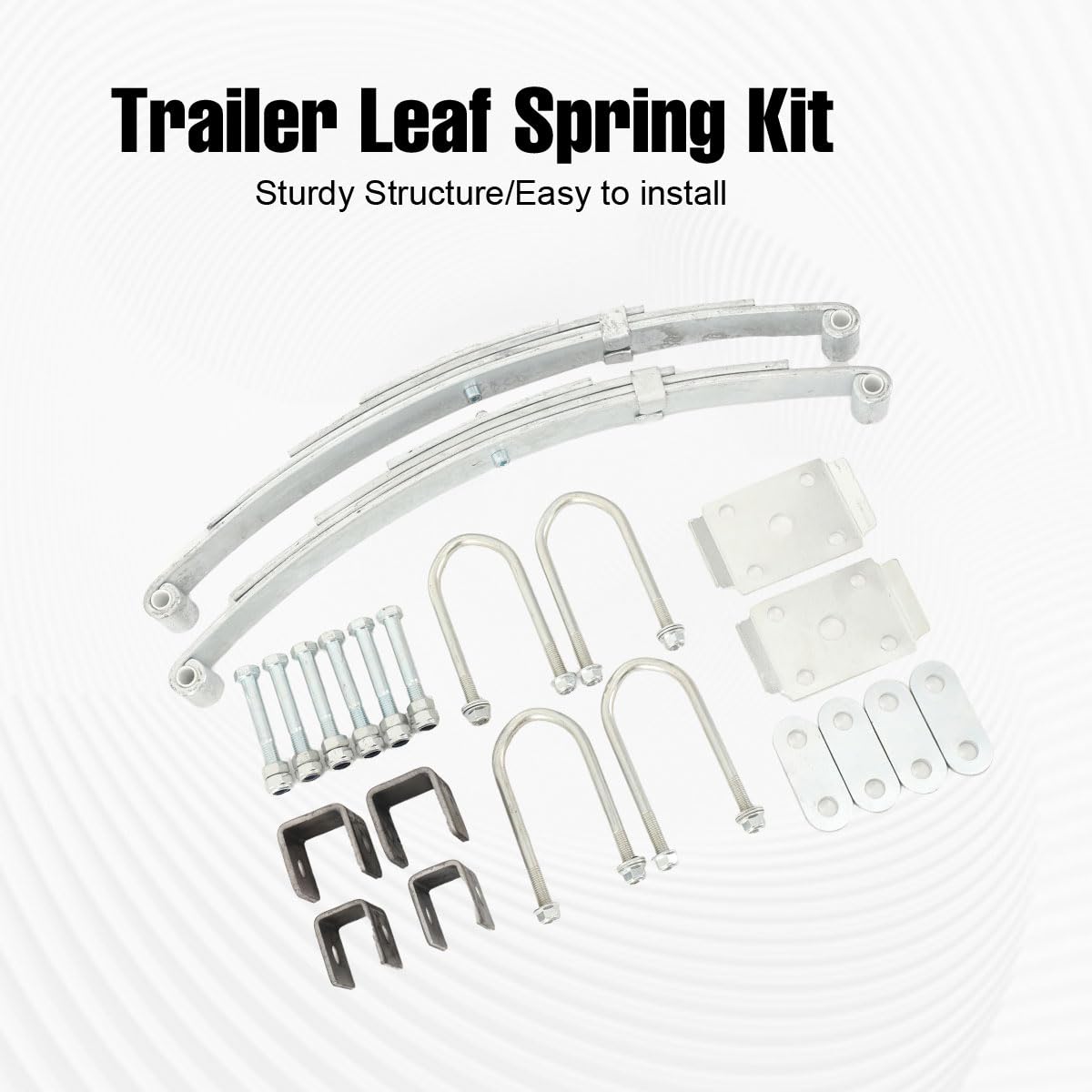 Anhänger-Blattfeder-Kit, 2 Stück Ersatz für SW4B 4-Blatt-Anhängerfeder, Blattfeder Montageset und U -Bolzen Hanger Kit für 3500 lbs Einzelachse, Anhängerachse Suspension Kit