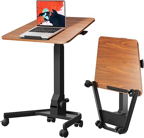 Escritorio móvil plegable de pie, altura ajustable e inclinable, escritorio portátil para computadora portátil inclinable de 90, estación de trabajo