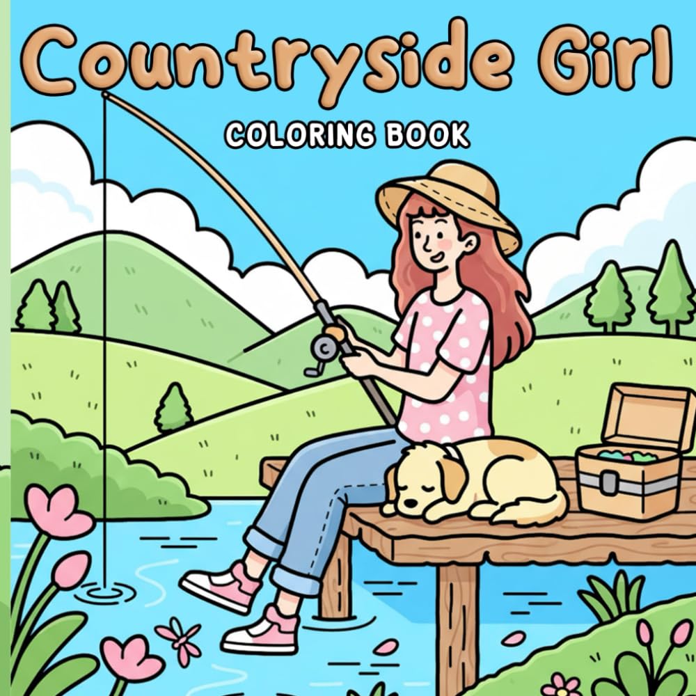 Countryside Girl Coloring Book: Nostalgic Countryside Ladies Coloring Pages with Peaceful Village Life and Serene Nature Moments