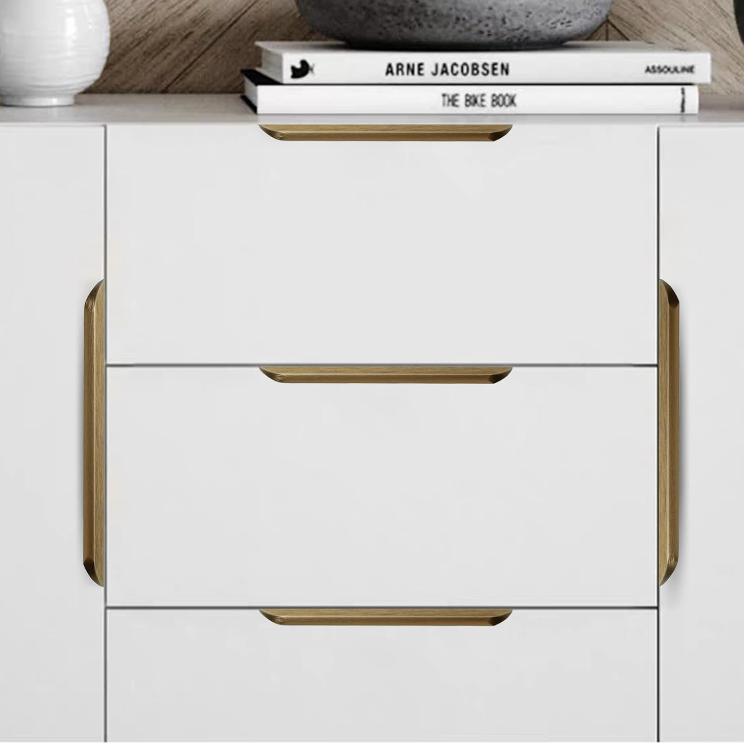 Finger Edge Pulls for Cabinets, Hidden Drawer Pulls - Flat Cabinet Pulls for Easy Installation - Cabinet Handles Modern Aluminum Alloy Kitchen Furniture Upgrade(2, Bronze, 300mm/11.82inch)