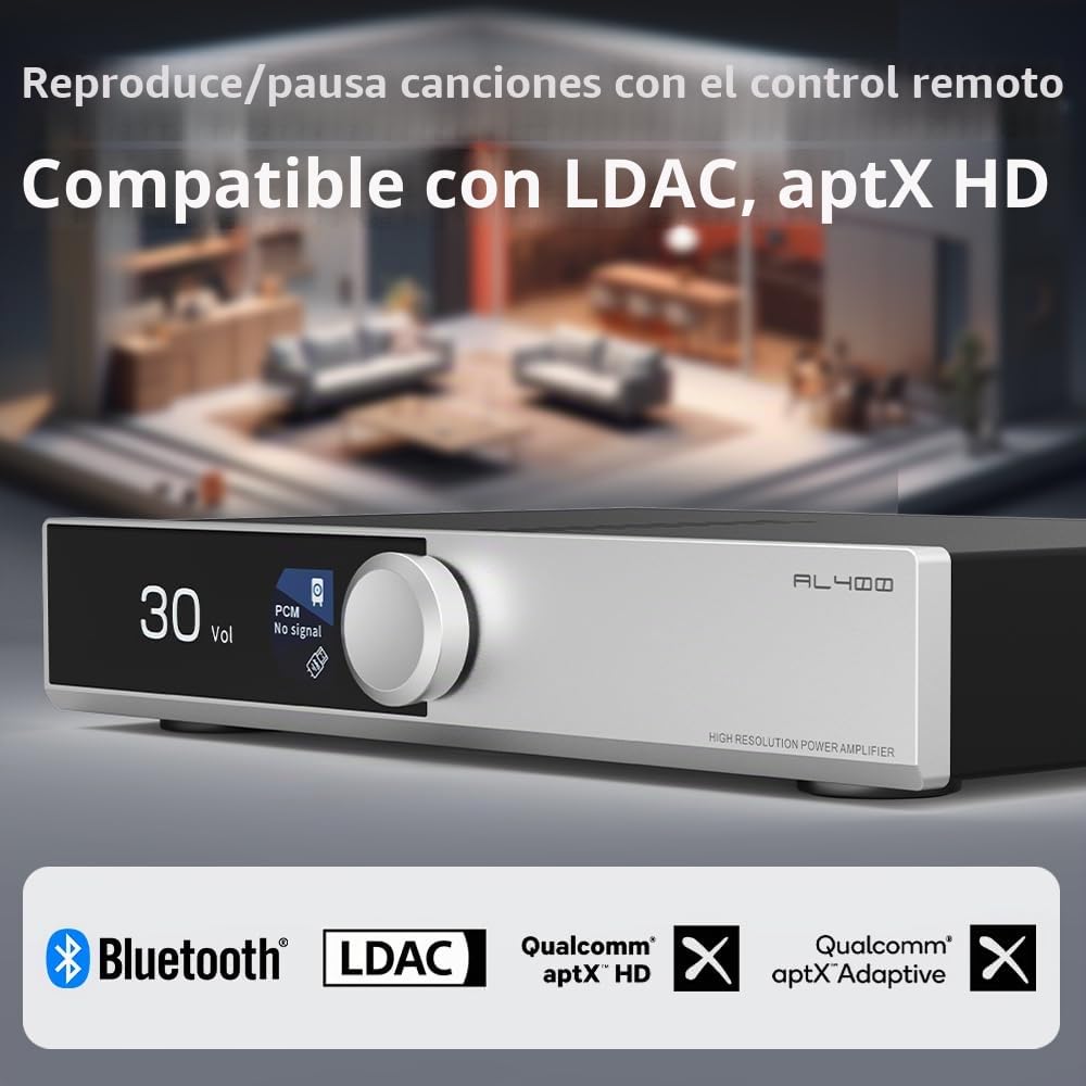 SMSL AL400 - Decodificador de alta fidelidad todo en uno, preamplificador/amplificador de potencia Phono, chip CS43131, para cartucho MM y MC, RCA/BT/USB/Opt/Coax/HDMI eARC/Phono, entrada de