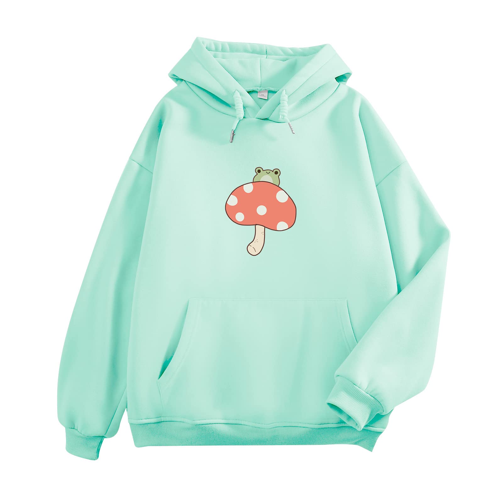 Damska śliczna żaba bluza kawaii grzyb bluza z kapturem dla nastolatek estetyczna Cottagecore ubrania damskie bluzy z kapturem