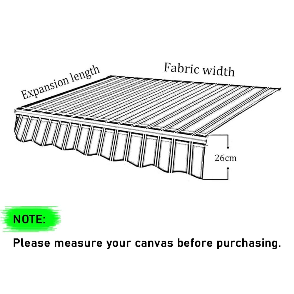 Toile De Remplacement pour Auvent De Terrasse 2m 3.0m 4m 5m 6m 7m Tissu De Remplacement pour Auvent Extérieur Toile De Store Banne Manuel((13x10ft) 4X3.0M)