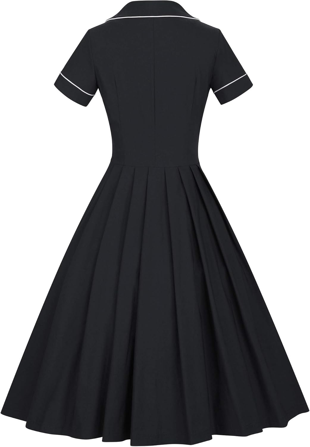 GownTown Women's 1950s Vintage Short Sleeves Notch Lapel Swing Dress - Image 2