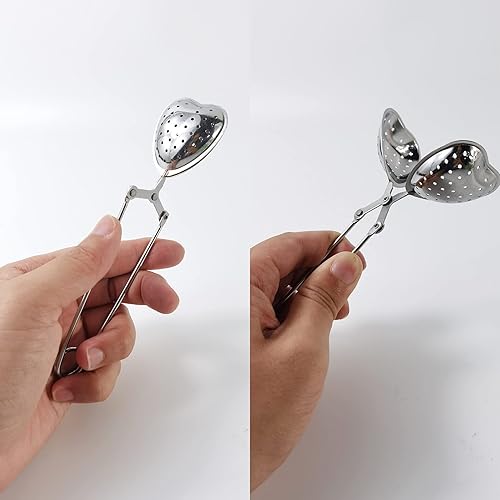 Miniatura 2 de 10 filtros de té de acero inoxidable de hojas sueltas Infusor de té Coladores Difusor de intervalo reutilizable en forma de corazón Cuchara de