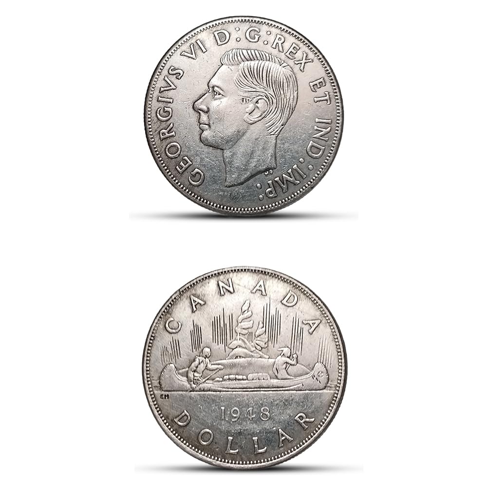 Antique Canadian Silver Coins, Lucky Maple Leaf Silver Coin Collection, Canada Ancient Coin for Collectors, Vintage Commemorative Gifts (1948 George V-1 D) — view 2