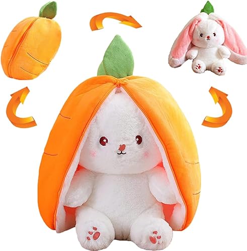 Sapouni Peluche de conejo, peluche reversible de conejo de fresa súper suave, regalos para niños y niñas, decoración de habitación de los niños
