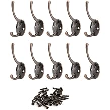 Coat Hook 10Pcs Vintage Wardrobe Hook,Bathroom Coat Hat Hooks,Bronze Hanger Coat Rack Wall Mount Coat Hanger