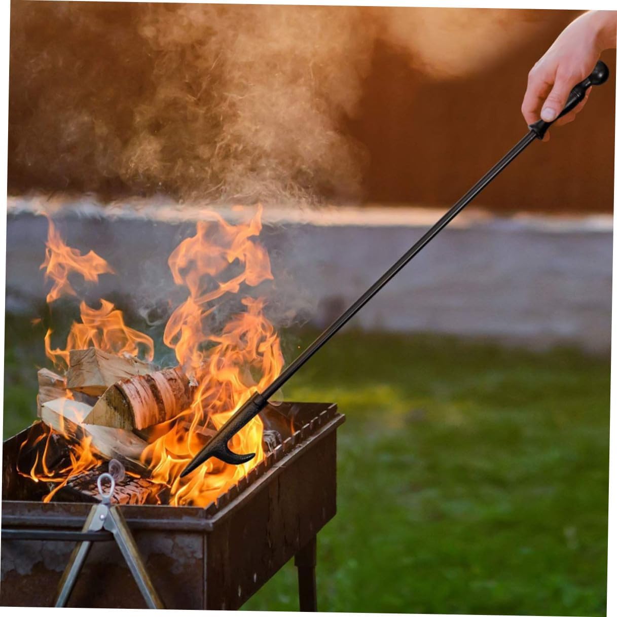VANZACK Steel Fire Poker Fire Pit Poker 24-inch Steel Fireplace Tool Multi-Function Indoor Outdoor Use