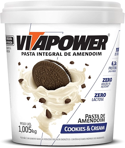 Vita Power Pasta De Amendoim Sabores Gourmet (1 005Kg) - Sabor Cookies And Cream