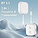 Ultimate Bluetooth 5.3 Wireless Audio Transmitter Receiver up to 2 AirPods/Wireless Headphones - Use with Any 3.5 mm Audio Jack for Airplanes, Gym, TVs, Car/CD-Like Voice Enjoyment and Home Stereo