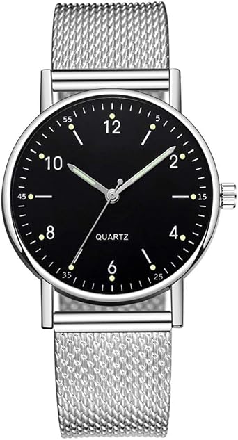 TXWZM Womens Wristwatch, Glittering Watch, Analog Metal Band, Mens Quartz, Scratch Resistant, Unisex, Analog, Simple Dial, Easy to Read Fashion, Thin, Lightweight