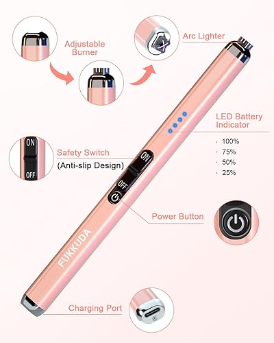 Miniatura 18 de 【Actualizado】 Encendedor eléctrico de doble arco recargable USB encendedor de arco de plasma para velas (gris espacial) Negro -,Oro,Gris,Negro