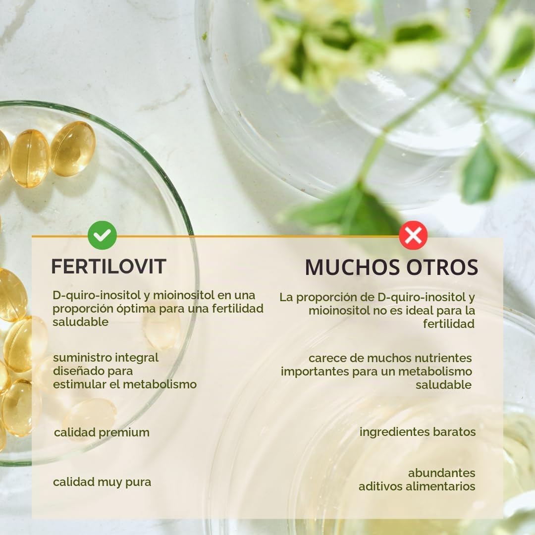 Fertilovit PCOS | Vitaminas para la Regulación del Ciclo en el Síndrome de Ovario Poliquístico | Ideal para el Apoyo a la Concepción | 60 Cápsulas + 30 Sticks para 30 Días