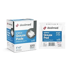 Dealmed 2 x 2 Sterile Gauze Pads (100 Count) Disposable and Individually Wrapped Medical Gauze Pads, Wound Care Product for First Aid Kit and Medical Facilities (Pack of 1)