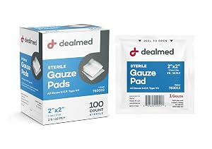 Dealmed 2 x 2 Sterile Gauze Pads 100 Count Disposable and Individually Wrapped Medical Gauze Pads Wound Care