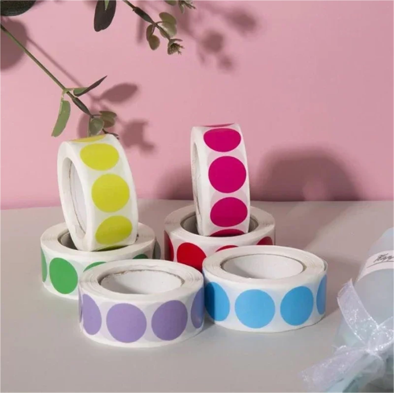 Adesivi colorati a pois 10/50 rotoli di etichette adesive a pois colorati per etichette adesive in carta patinata con marchio di classificazione (arancione - 50 rotoli)
