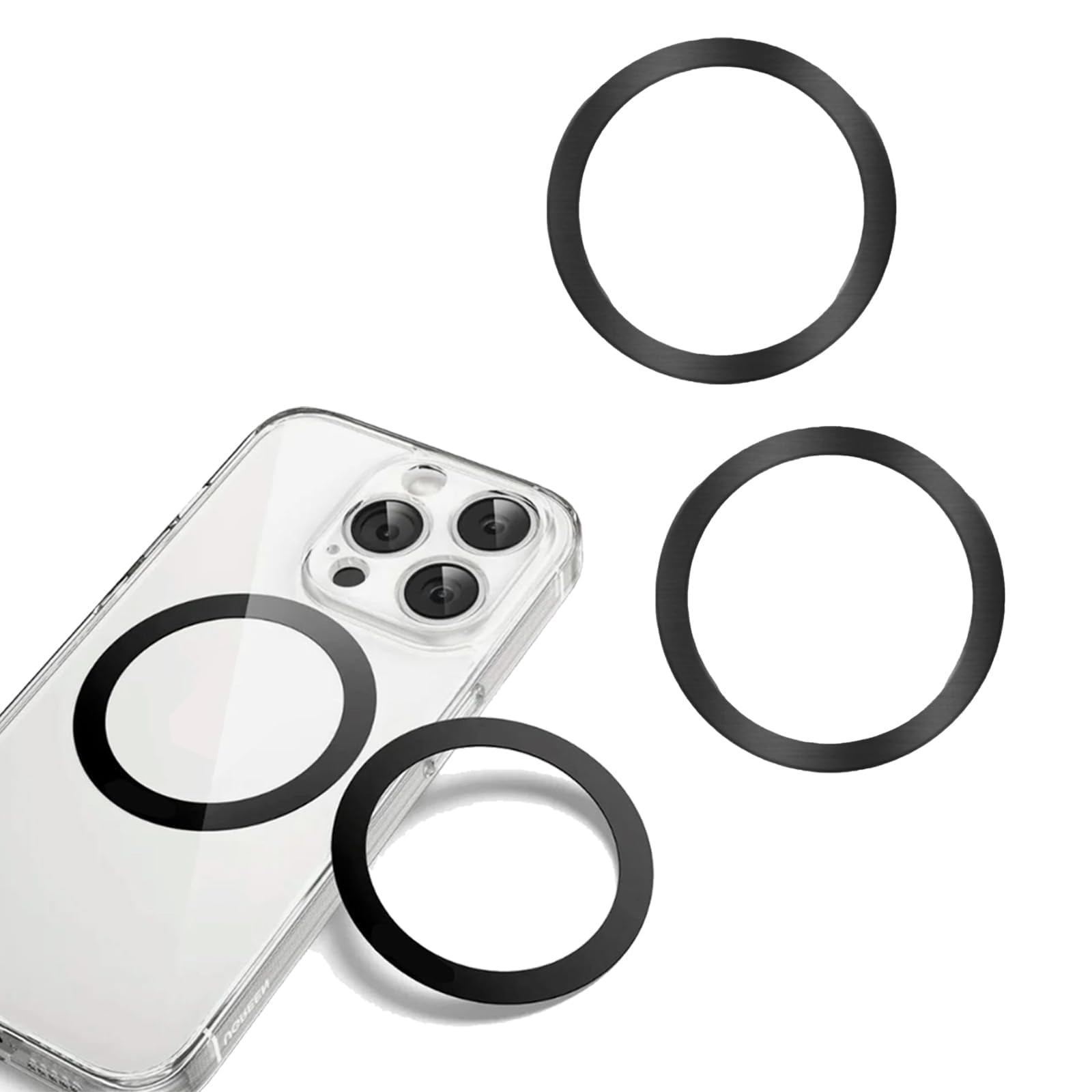 3 Pack Universal Metal Ring Stickers, for MagSafe Ring Stickers, Magsafe Ring Compatible with iPhone 16/15/14/13/12/11 Series, Galaxy, Android Accessories (Black)-image-22