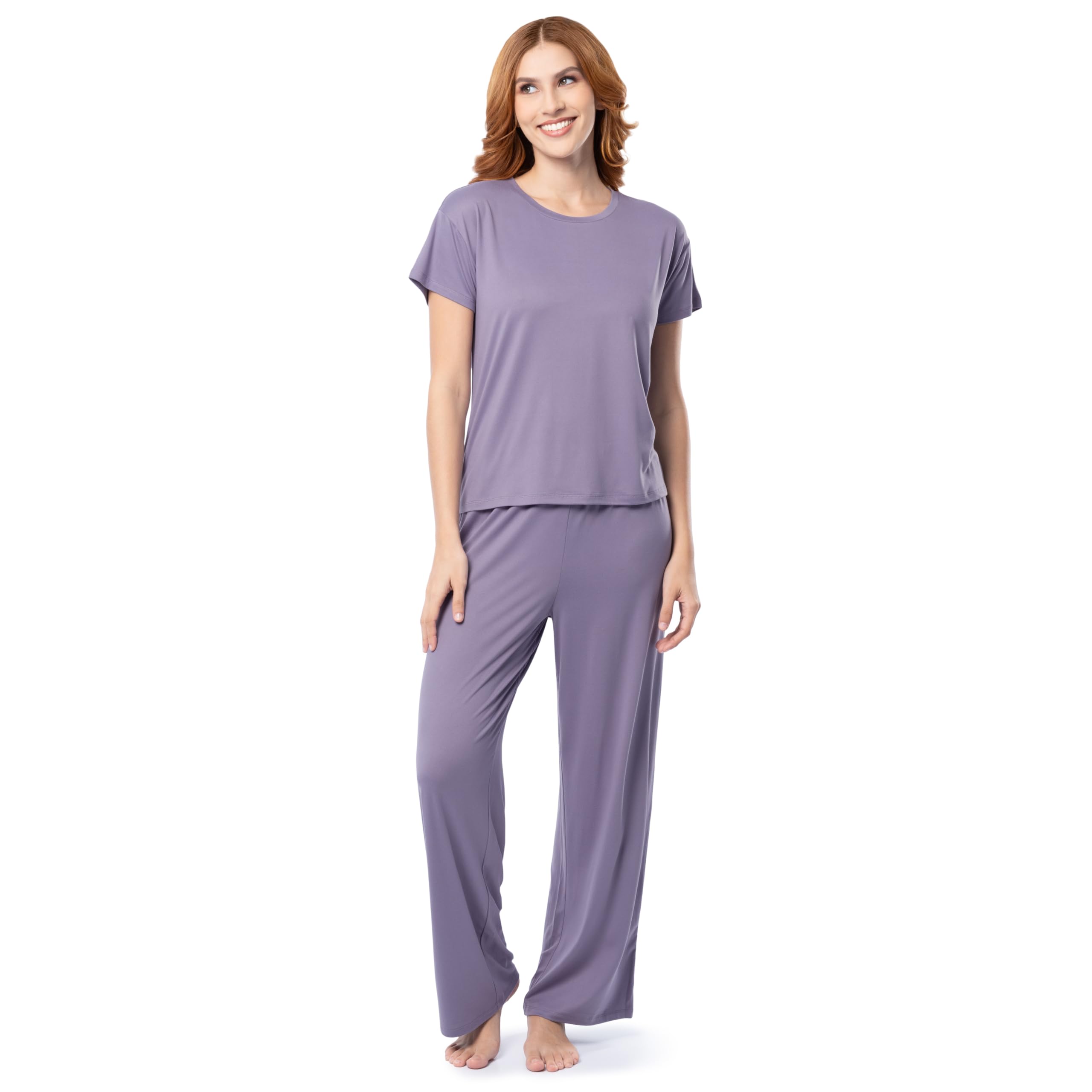 Fruit of The Loom Womens Drop Shoulder Tee and Convertible Waist Sleep SetPajama Set
