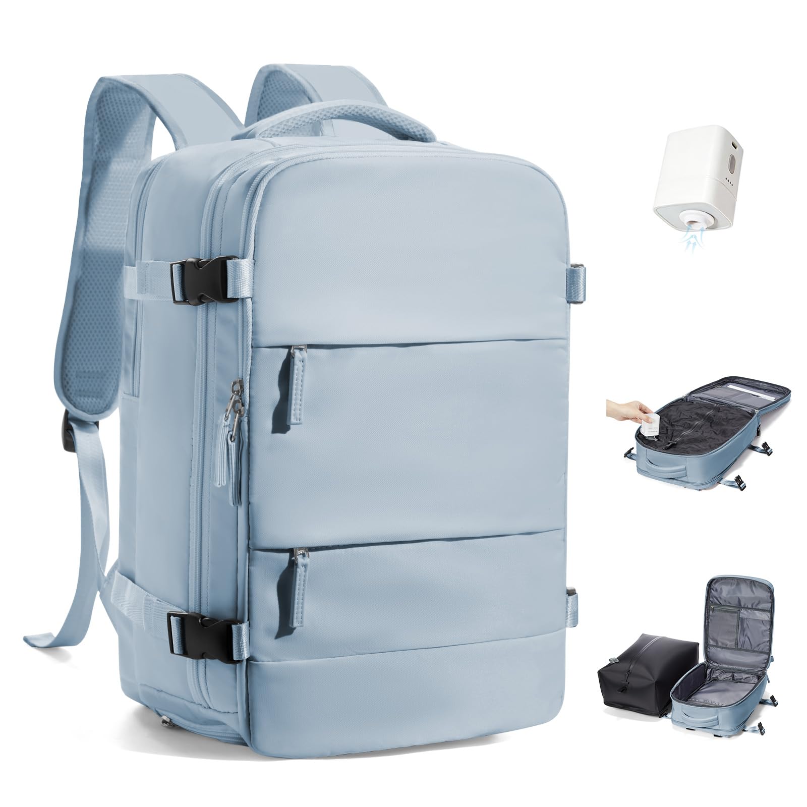 BJLFS Zaino Ryanair 40x30x20 Sottovuoto con Pompa Zaino da Viaggio Aereo | Impermeabile Bagaglio a Mano Wizzair Sottovuoto Borse da Cabina per Easyjet Zaino Airback Donna Zaino Laptop 16 Pollici Uomo