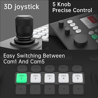 Hsility PTZ Controller Camera Controller POE Network 4D Joystick Decoding Keyboard Indoor with 5 Inch LCD Screen, 480p