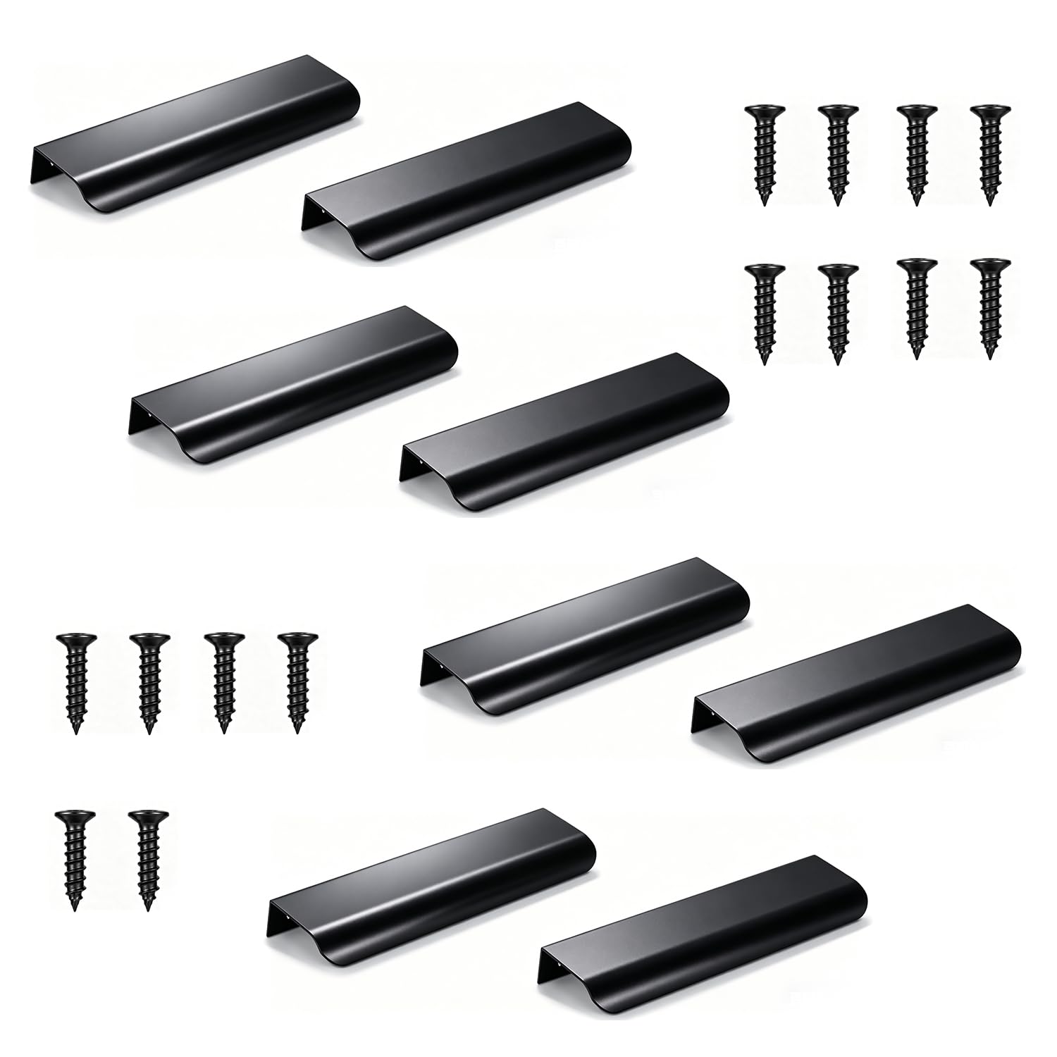 8-teilig Verdeckte Möbelgriffe Schwarz 120mm / 96mm Lochabstand | Robuste Aluminiumlegierung | Einfache Montage | 304-Edelstahlschrauben | Pflegeleichte Oberfläche | Universell für Möbel