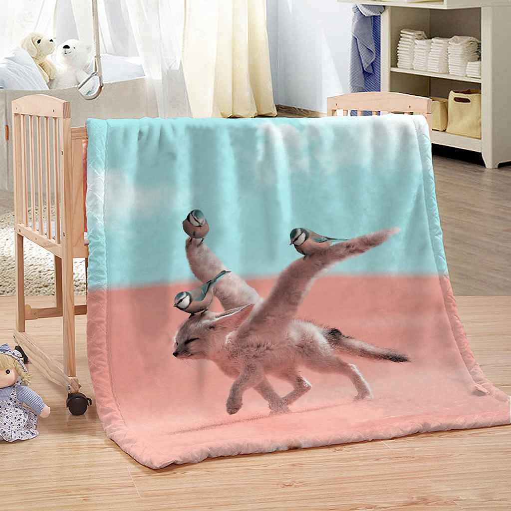 Couverture flanelle rose 150x200 imprimé animalier pour lit