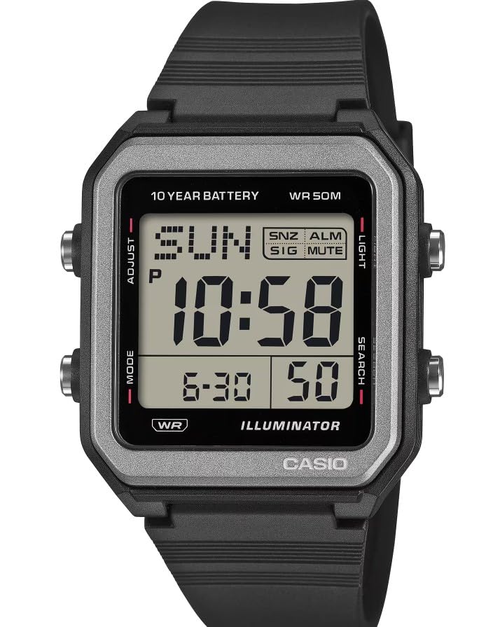 W-221H Series | Digital Watch | Angular Retro Design | 10-Year Battery | World Time | Fla…