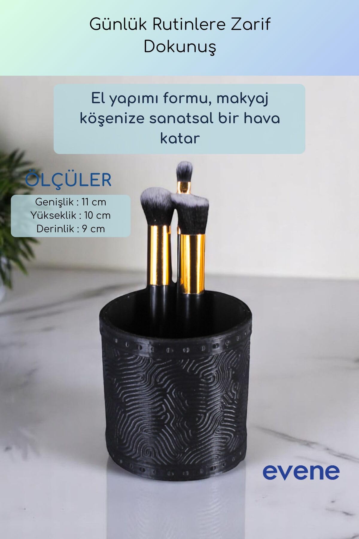 Evene Makyaj Organizeri Makyaj Fırçalığı Makyaj Organizer Düzenleyici Siyah Renk Model 82, ev.makyajorganizeri.m82
