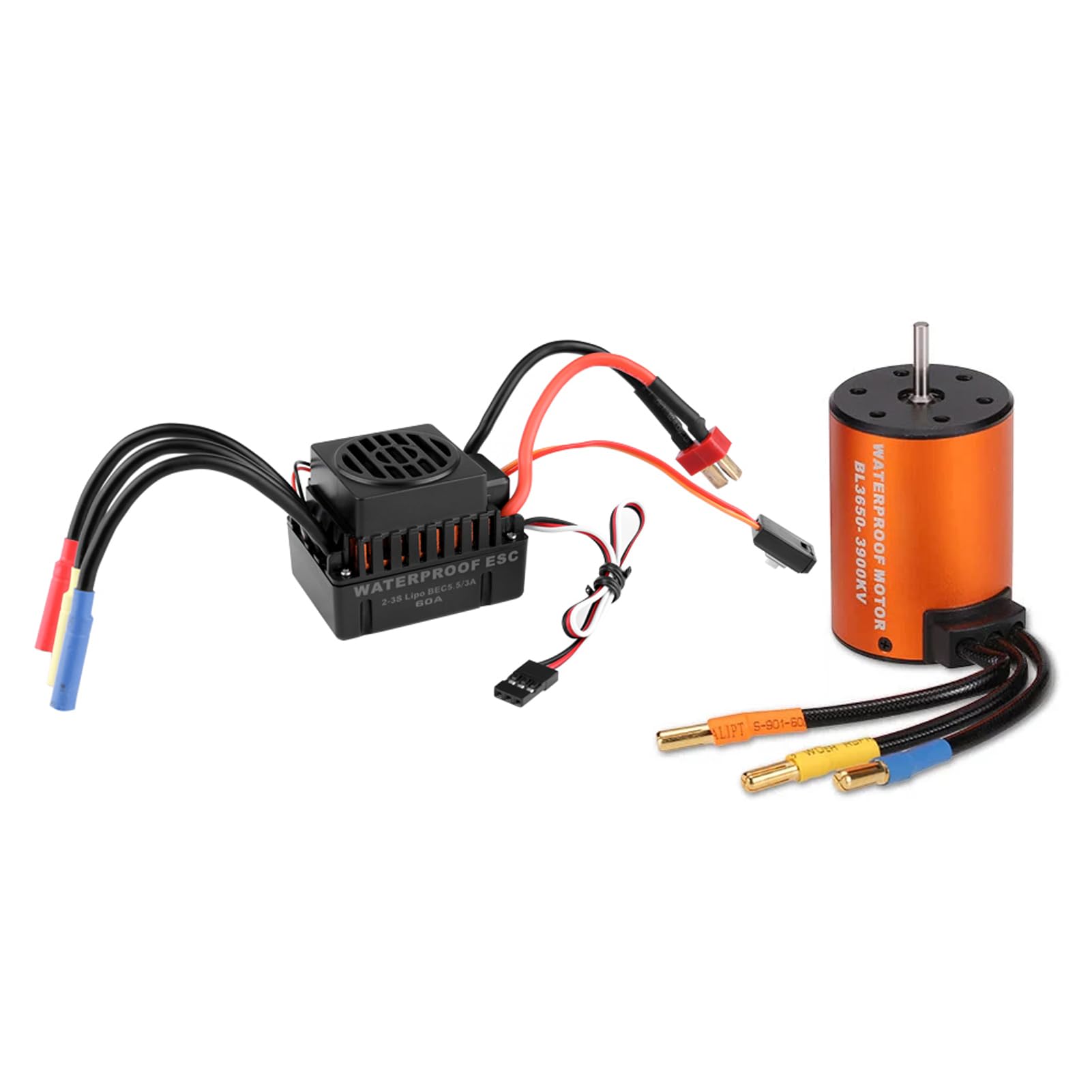- GoolRC Brushless Motor Upgrade Waterproof 3650 3900KV Brushless Motor with 60A ESC Combo Set for 1/10 RC Car Truck