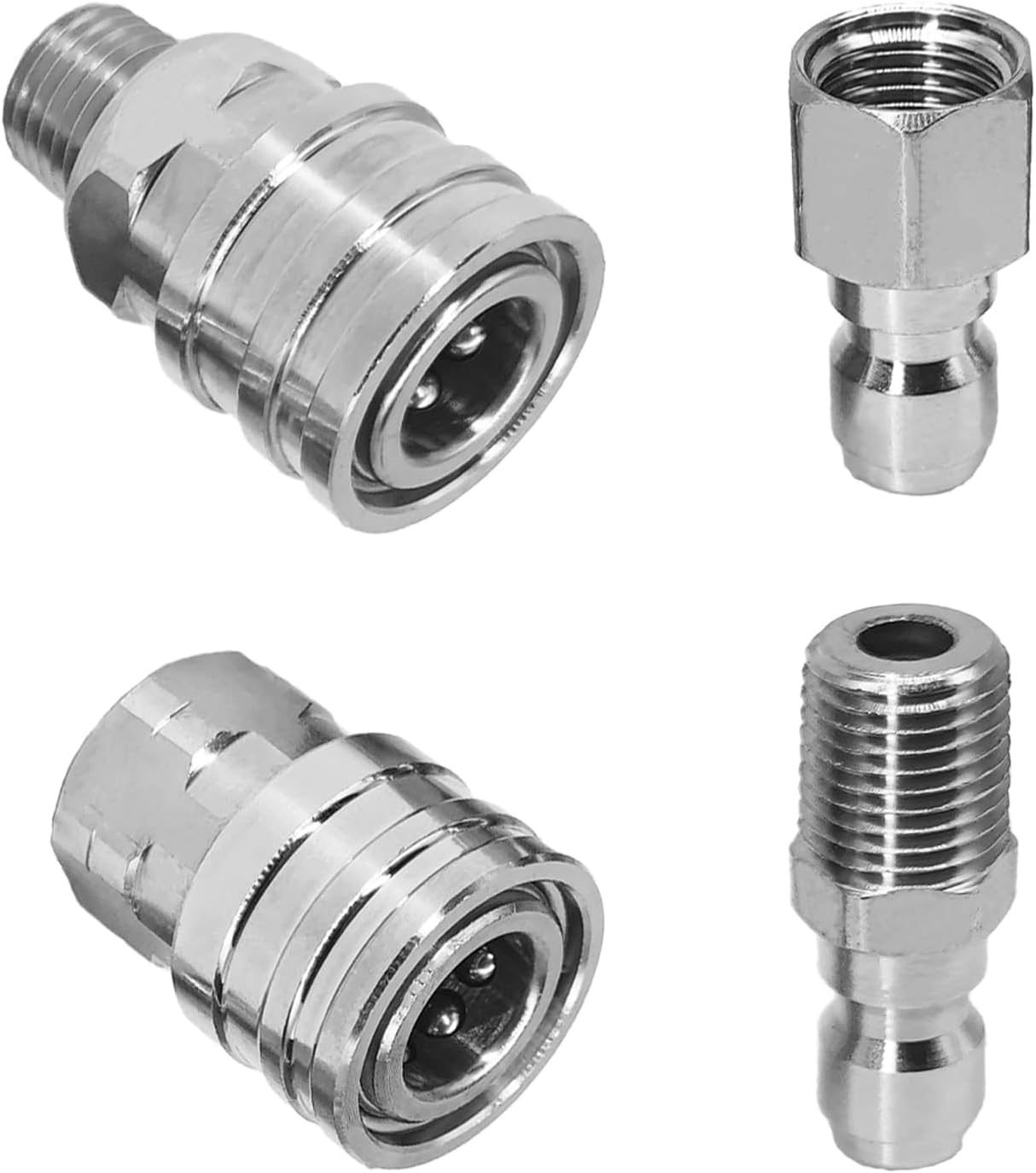 1/4 Quick Connect Pressure Washer Fittings Set,Stainless Steel Pressure Washer Adapter Set with 1/4 Inch Female and Male NPT