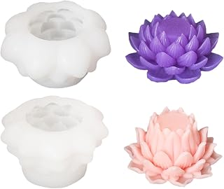 RELKLYU 2 Piezas De Molde De Loto, Molde De Velas, Molde Creativo De Silicona, Accesorios De Velas De Bricolaje, Herramientas De Fabricación De Velas.