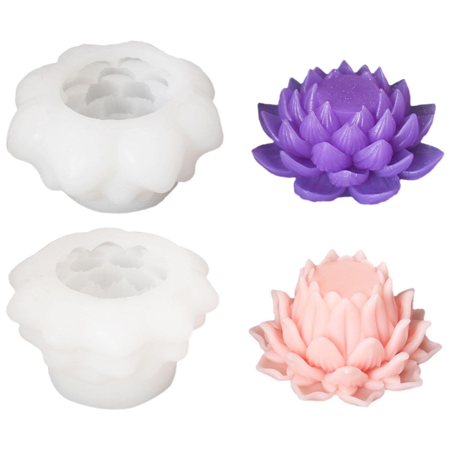 2 Pezzi di Muffa di Loto, Stampo di Candele, Stampo in Silicone Creativo, Accessori per Candele Fai -da -Te, Strumenti per La Produzione di Candele.