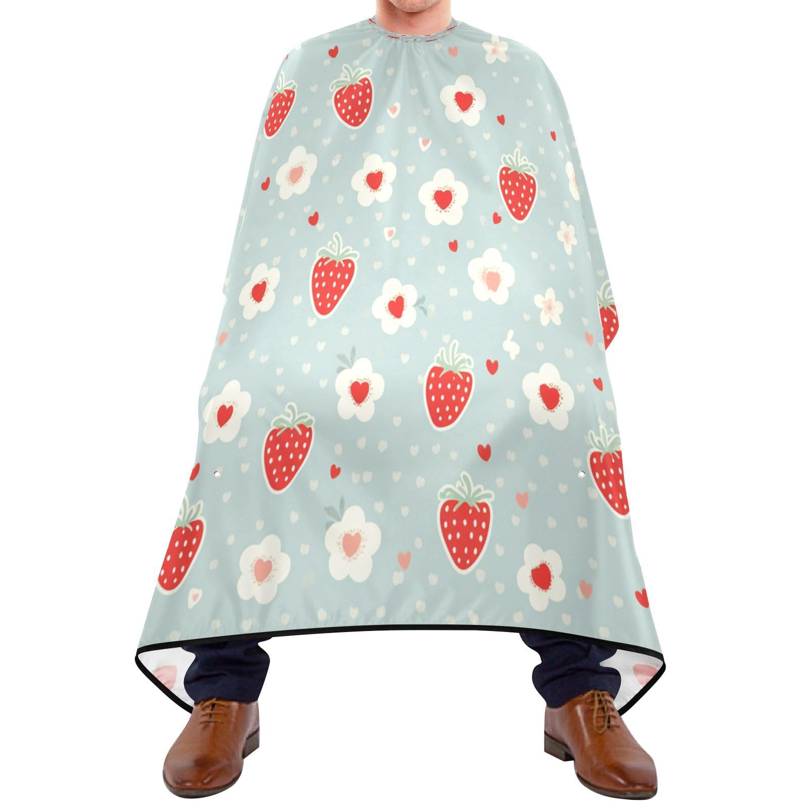 Kigai Strawberry Flowers Hair Cutting Cape for Men & Women Waterproof Barber Cape Professional Hairdressing Salon Styling Apron with Adjustable Closure Snap