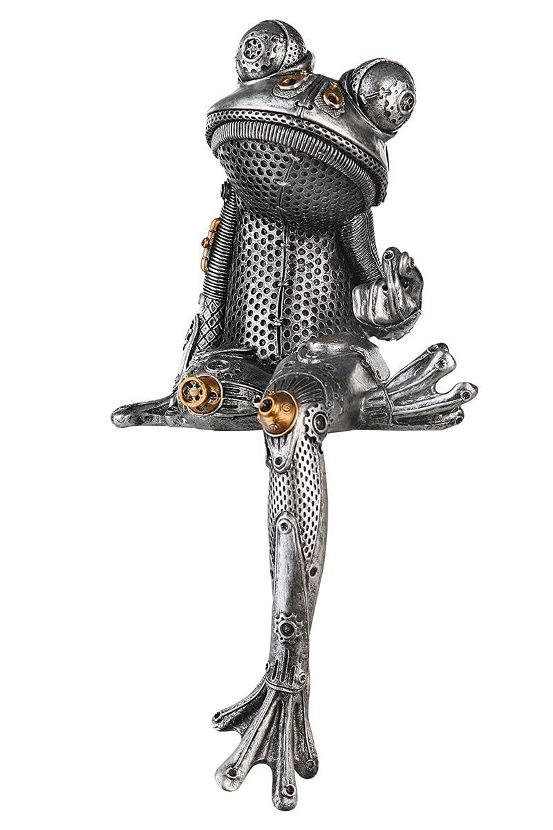 Brillibrum Design Steam Punk Decorative Mechanical Look Retro Industrial Style Gear Decorative Figure Silver Punk Sculpture Fantasy Art Object Gift Inventor (Version 7)