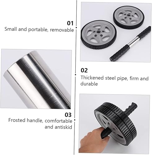 Miniatura 8 de Rueda abdominal de uso doméstico Rodillo de doble rueda para entrenamiento de fuerza de núcleo Seguro para principiantes Avanzado