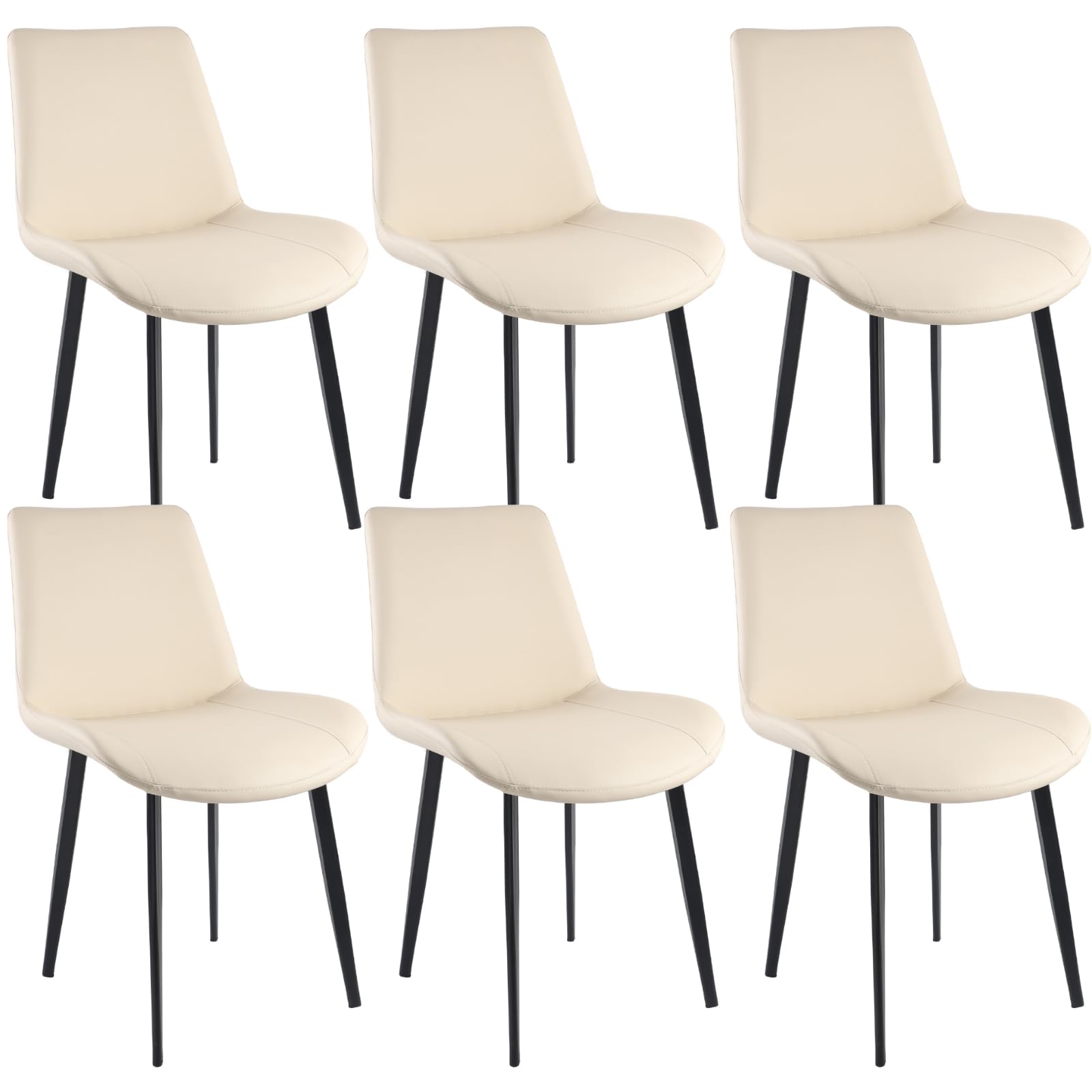 AmoUnico Dining Chairs, Modern PU Leather Dining Room Chair with Sturdy Metal Legs, Upholstered Seat Dinner Chairs Accent Side Chairs for Indoor