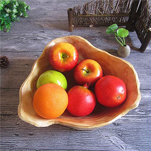 Oueeger Wood Bowl(12"-14"), Handmade Natural Root Carved Bowl, Wood Crafts Bowl Serving For Fruit, Salad, Snack #TOP4
