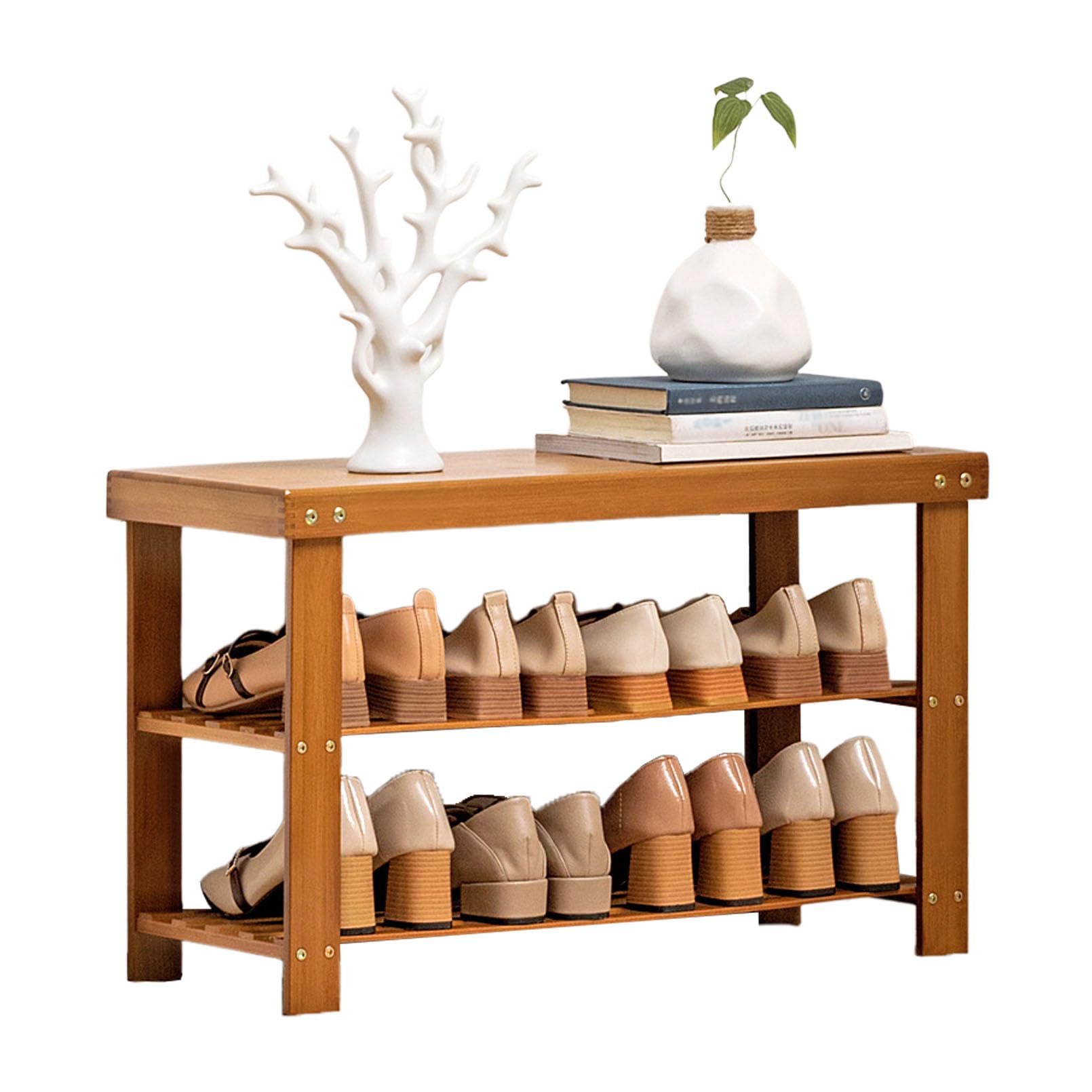 Banc de rangement avec 2 compartiments ouverts pour organiser le salon