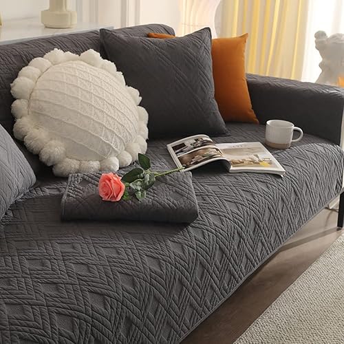 vctops Funda acolchada geométrica para sofá modular de algodón, funda antideslizante en forma de L para niños y perros, respaldo y apoyabrazos,