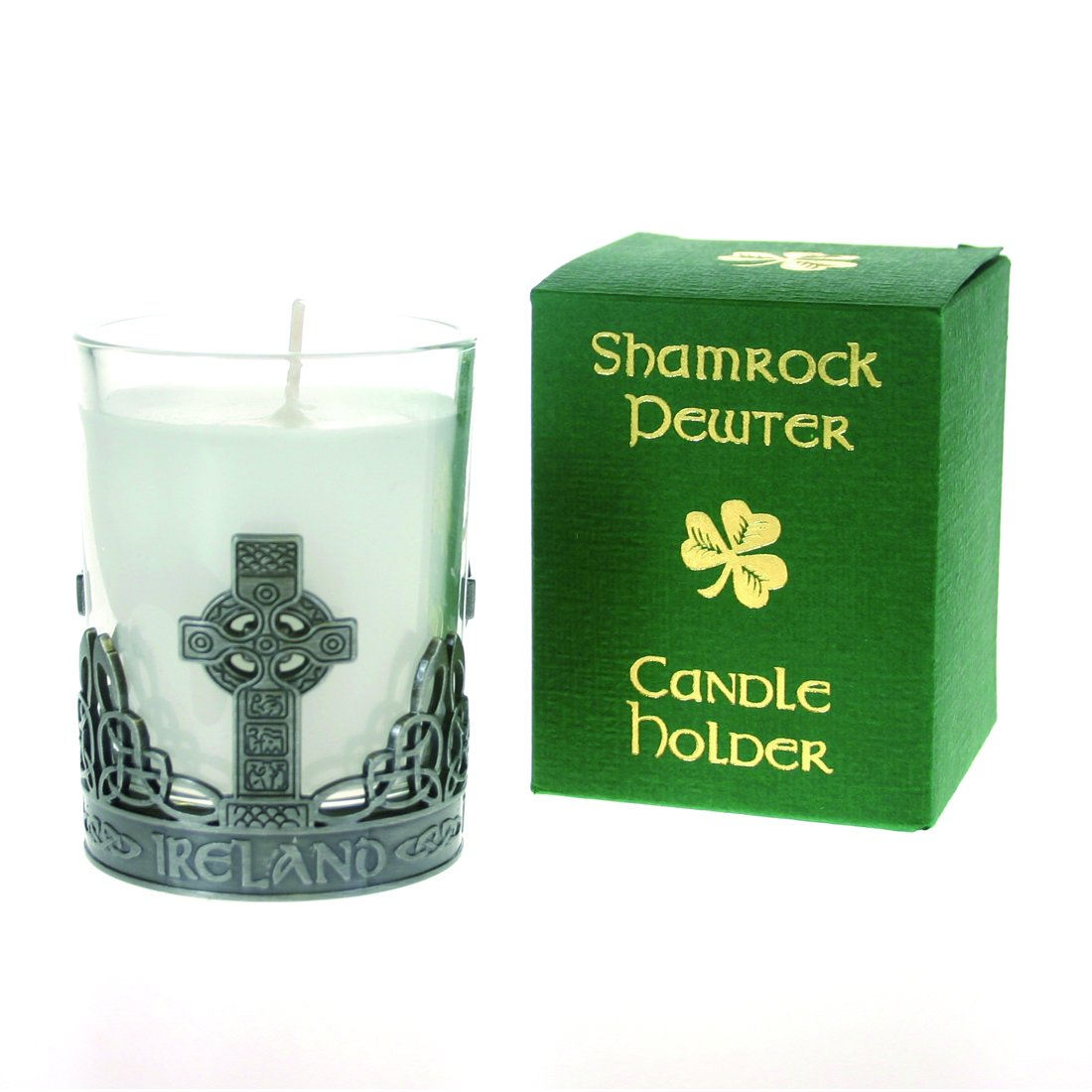 Carrolls Irish Gifts Clear Celtic Cross Candle Holder