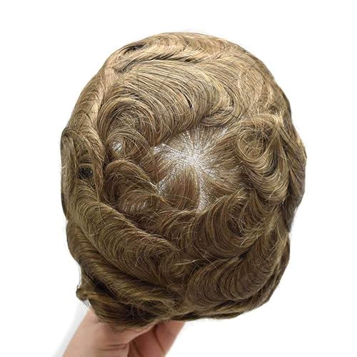 Miniatura 4 de Toupee de cabello humano para hombre, con base de encaje suizo, sistema de reemplazo de cabello, piezas de cabello, sistema de cabello de encaje