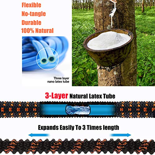 wyewye Expandable Garden Outdoor Water Hose 100 ft for Yard Mangeras Flexible 100ft de Agua with 3/4" Solid Brass Fittings 10 Function Spray Nozzle 100' Foot Garden Hose for All Your Watering Need