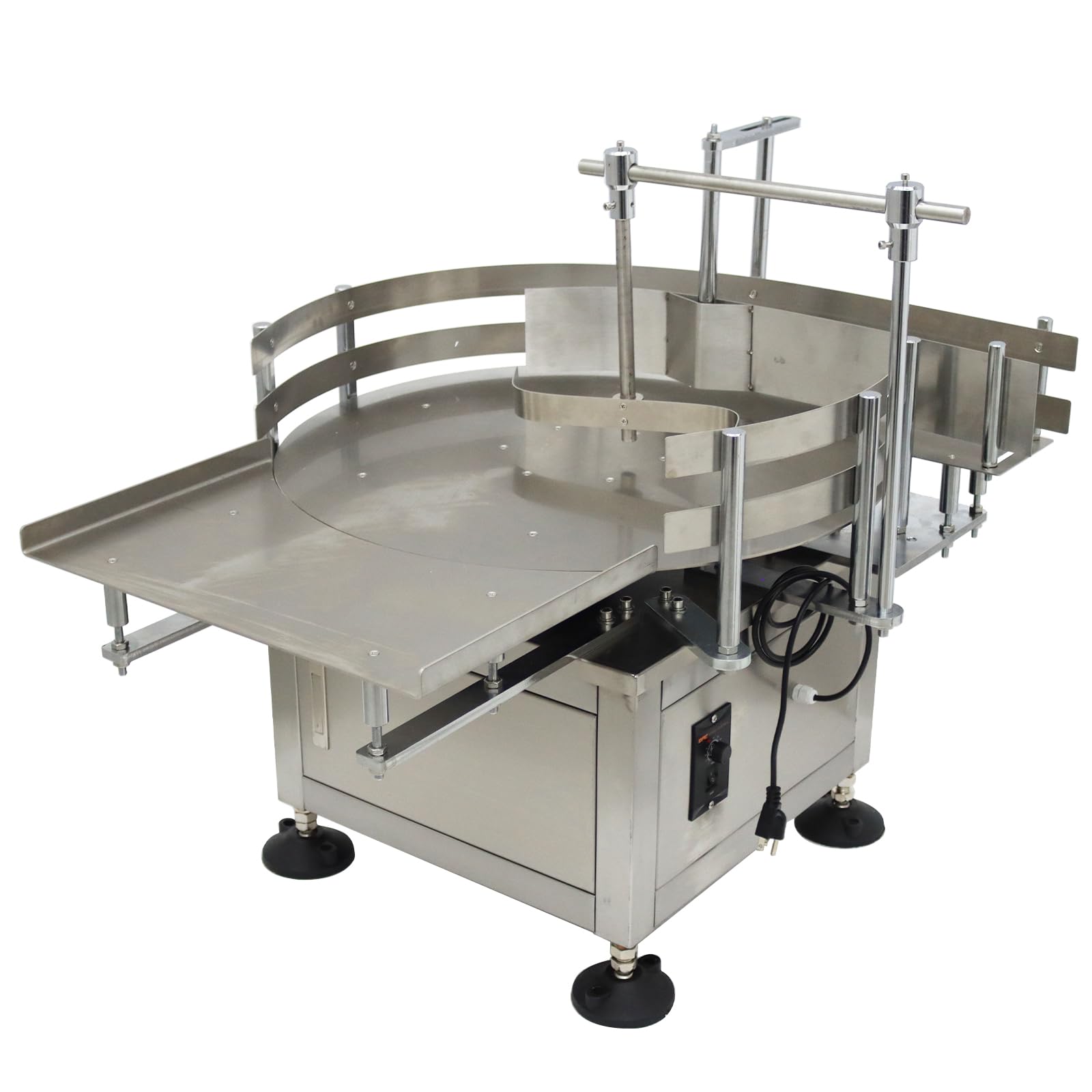 INTSUPERMAI Desktop Automatic Bottle Organizer Bottle Unscrambler Distributing Machine Transfer Conveyor Round Accumulation Table Bottle Turn Table Rotary 23.62inch 110V