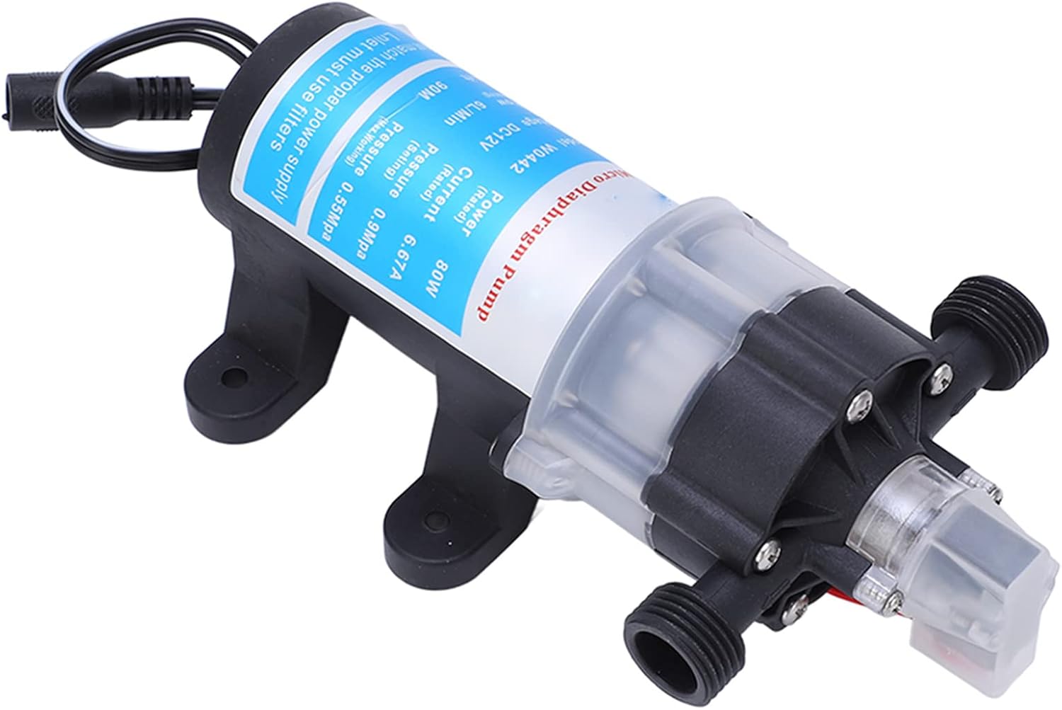 Luqeeg Self Priming Booster Pump, 12V 80W Water Pressure Booster Pump, Electric Mini Diaphragm Pump with Detachable Filter for Water Transfer Pressure Booster Home