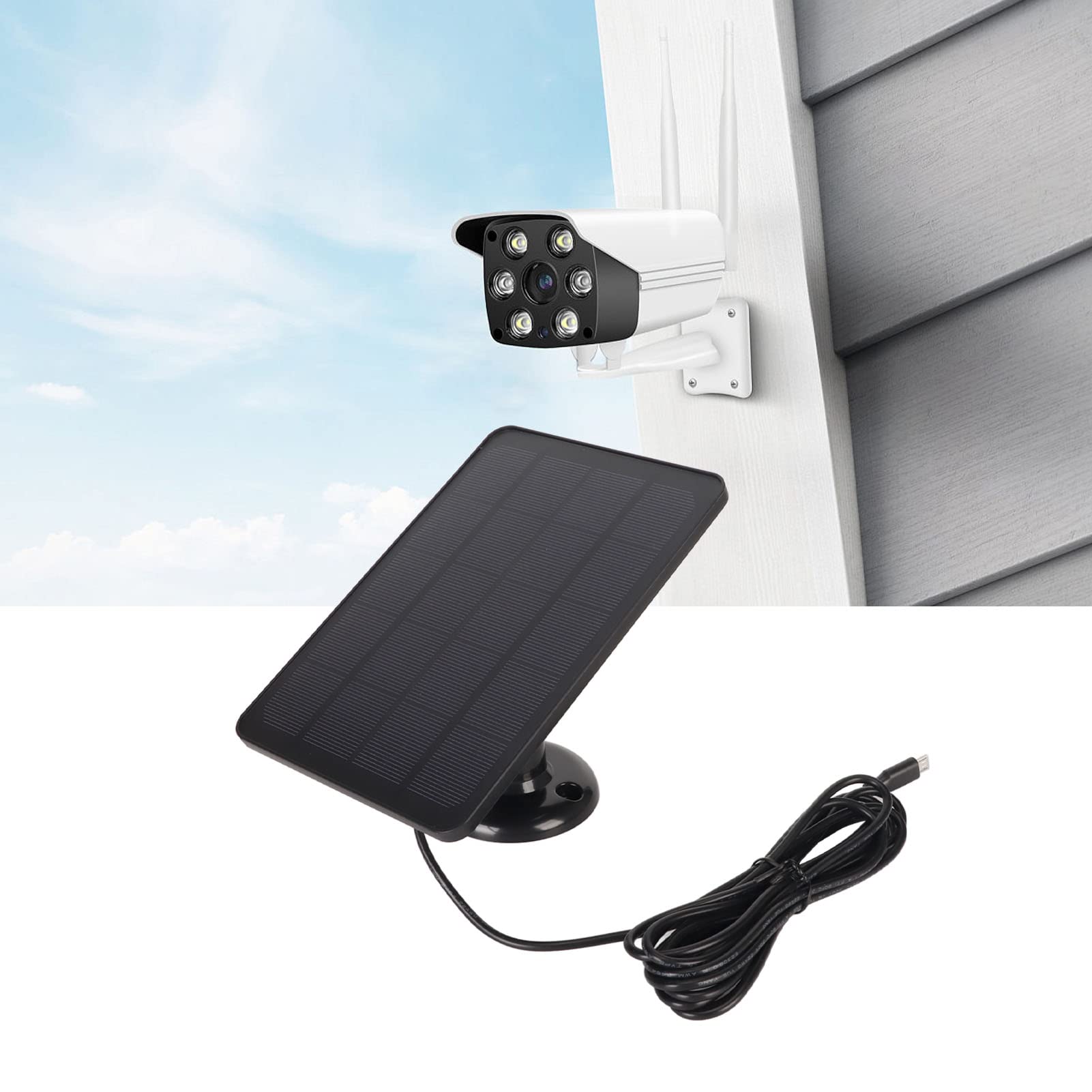 5V Solar Charging Panel, Wide Compatibility Quick Charging 4W Solar Charging Panel IP65 Waterproof ABS for USB C (Black)