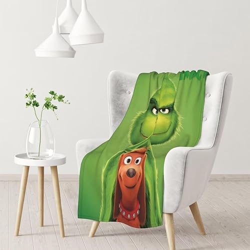 Manta de elfo verde navideño para sofá, súper suave y acogedora manta de franela de felpa ligera para decoración navideña, 50 x 40 pulgadas