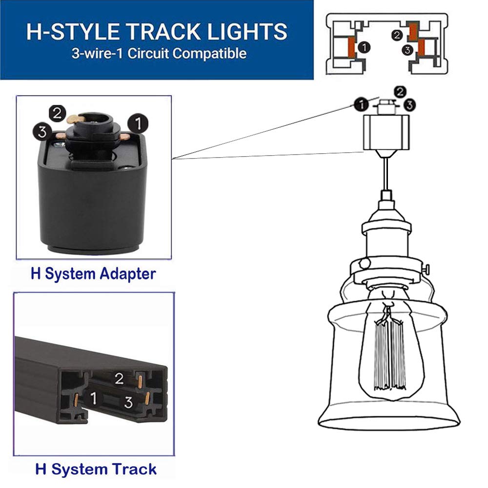 Kiven H-Track Lighting Kitchen Pendant Light - Clear Glass Shade