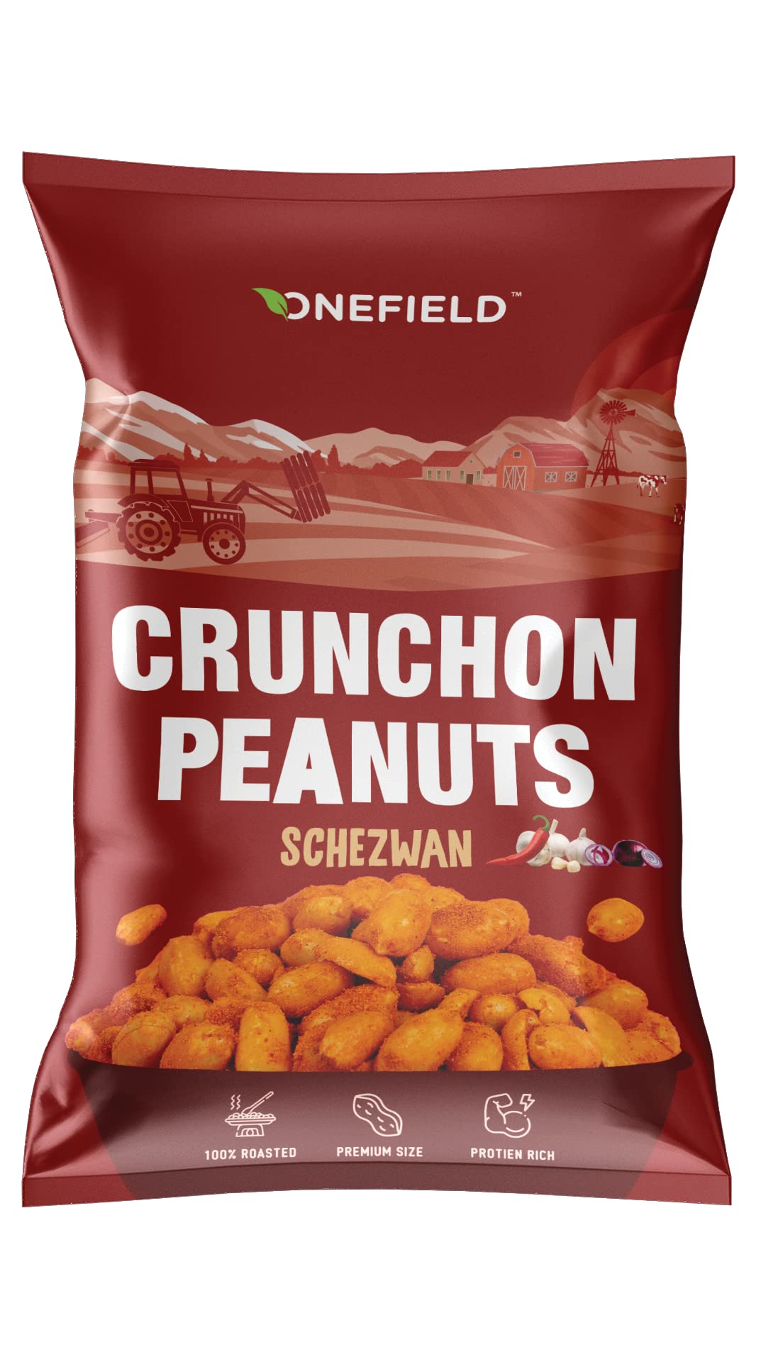 Onefield - Crunchon Peanuts - Schezwan flavour - Pack of 12 (12 x